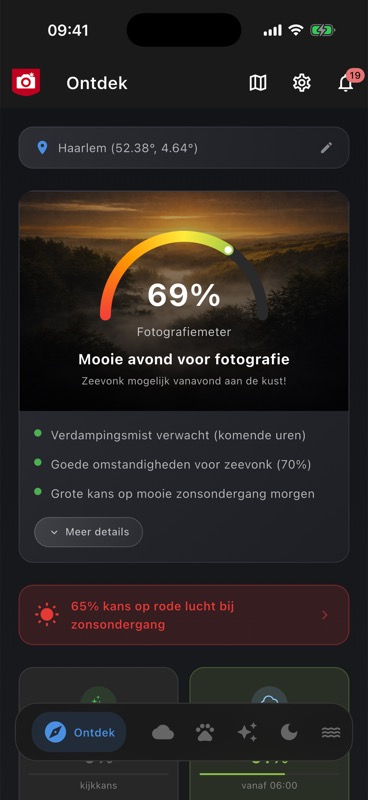 De Fotografiemeter in Zoom Alerts toont een score van 69 procent
