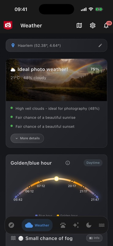 Fog forecast by type